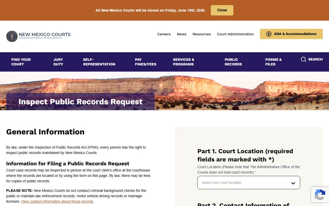 San Juan County court records New Mexico Courts IPRA request form