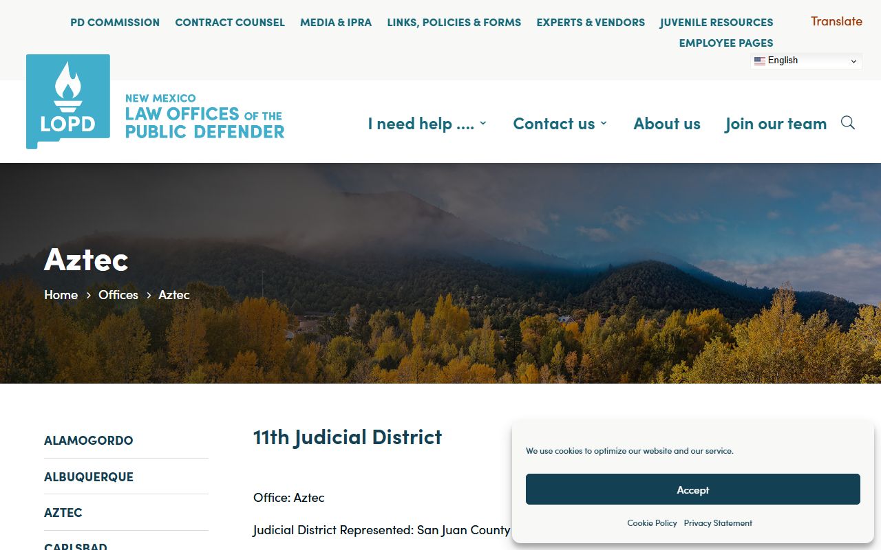 San Juan County criminal court records Public Defender Aztec office