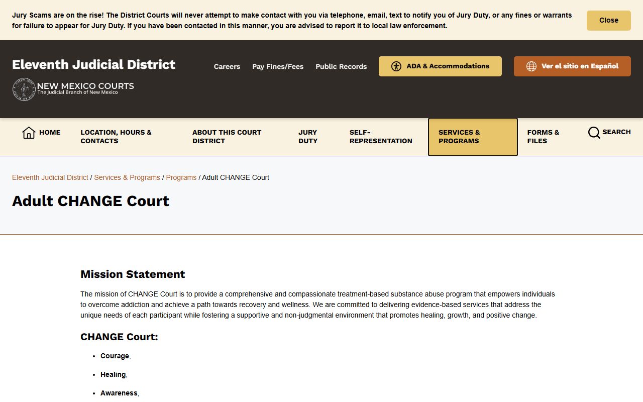 San Juan County District Court Adult CHANGE Court records program