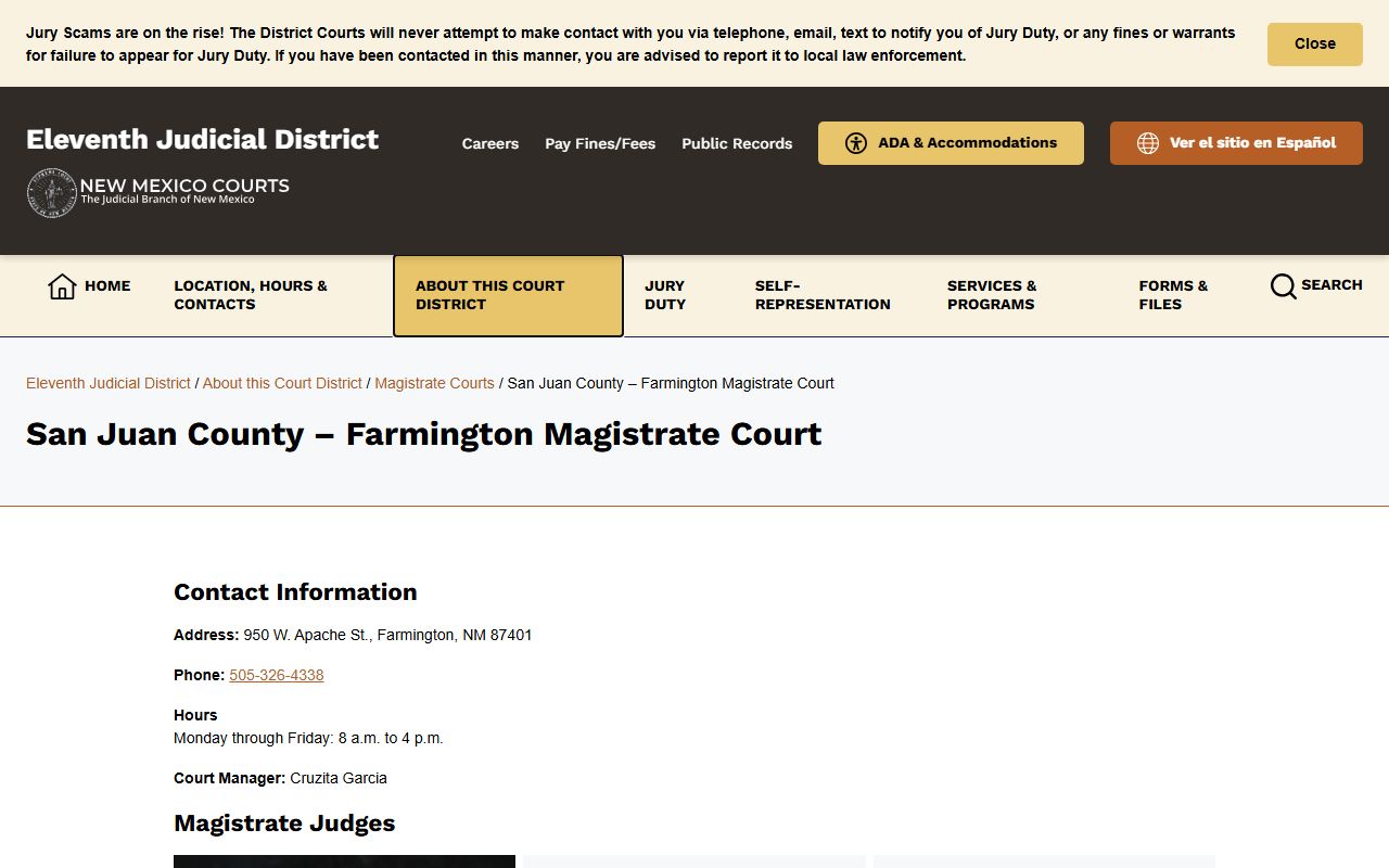 San Juan County District Court records and Farmington Magistrate Court case flow