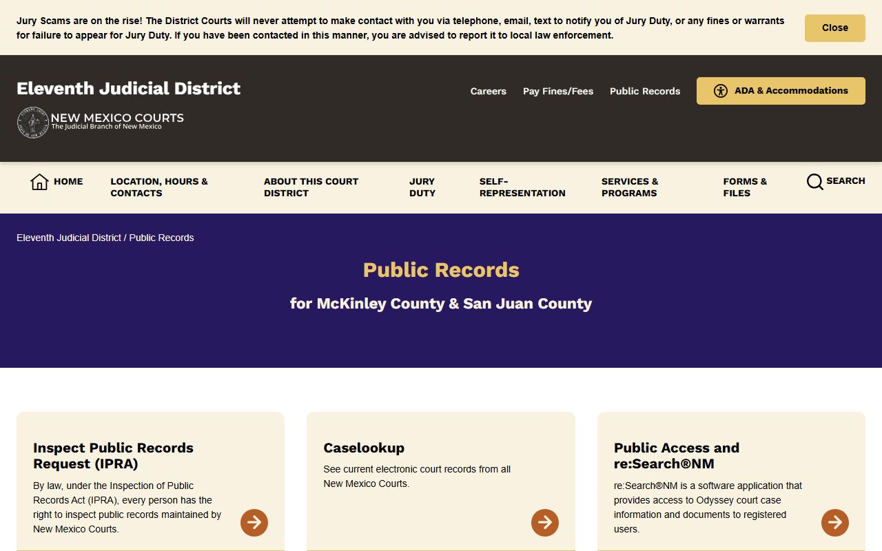 San Juan County court records public records page