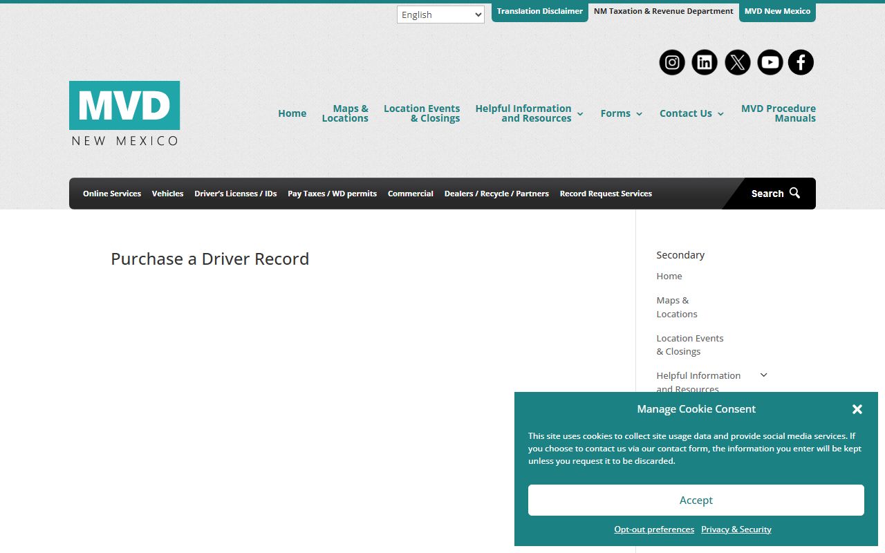 San Juan County traffic court records New Mexico MVD purchase driver record page